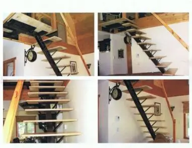 Escalier d’acier à limon central, marches rapportées, posé en résidence